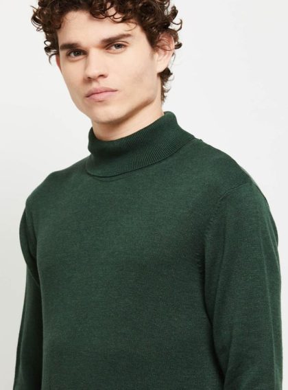 Men Solid High Neck Sweater (S)